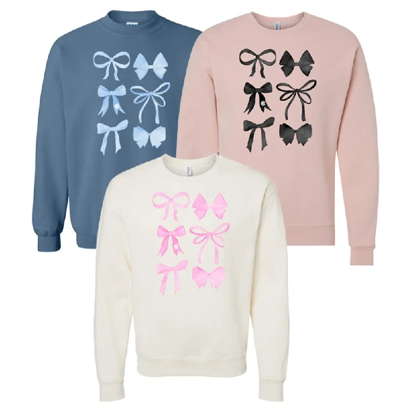 Warm Chic Monogrammed 'Watercolor Bows' Crewneck Sweatshirt