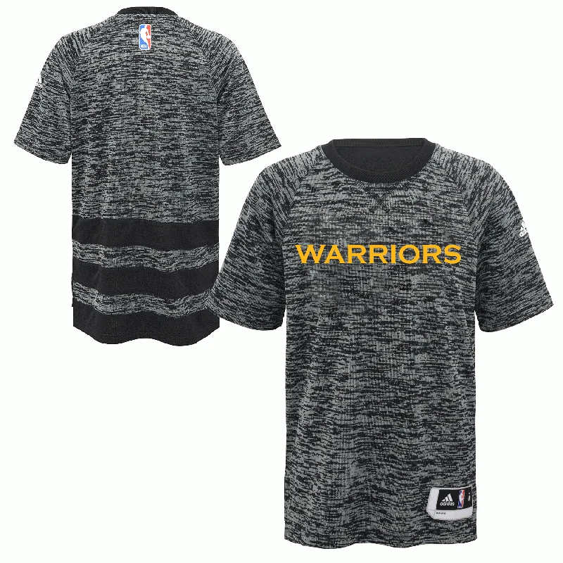 Wandering freely Golden State Warriors Youth Black/Gray Short Sleeve On Court Warm-Up Wandering freely Golden State Warriors Youth Black/Gray Short Sleeve On Court Warm-Up