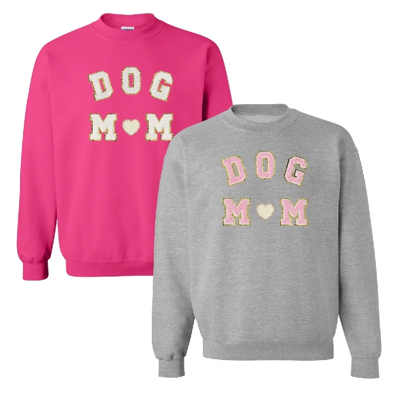 Artistic Temperament Dog Mom Letter Patch Crewneck Sweatshirt