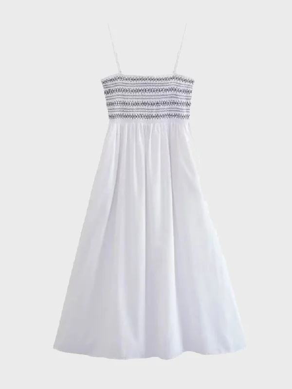 Soft Knitwear Summer Poplin Contrast Suspender Dress