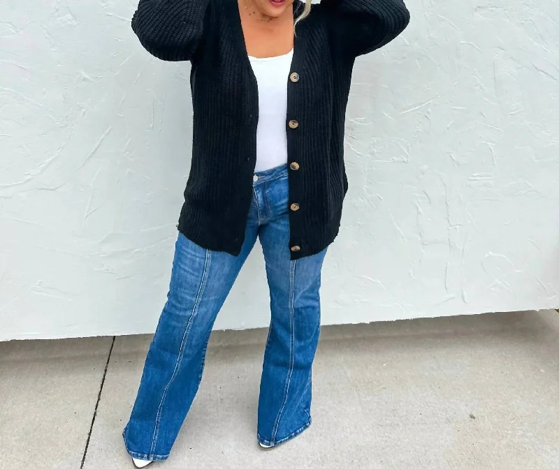 Easy Chic Wear Cooper Boyfriend Cardigan In Black