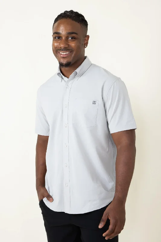 Basic Comfort Huk Fishing Kona Button Down Shirt for Men in Grey | H1500154-034