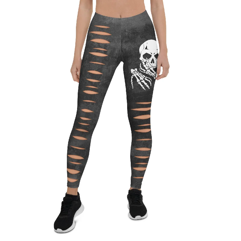Elegant Design Skeleton 3D Cut Out Effect Leggings