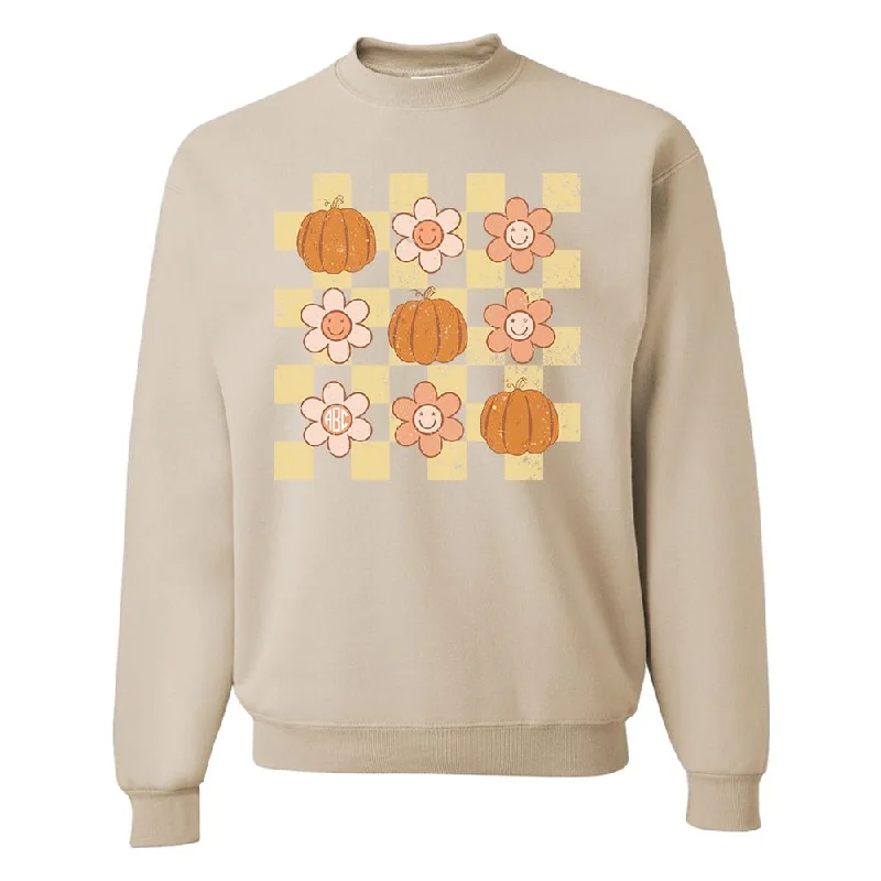 Warm Winter Series Monogrammed 'Daisy 'Pumpkin' Crewneck Sweatshirt