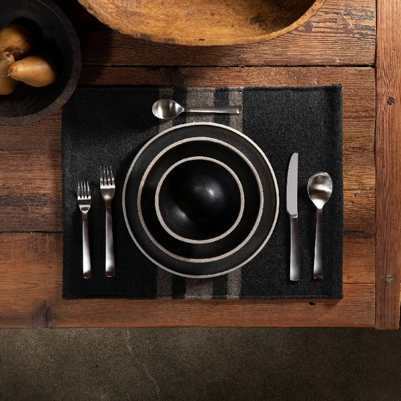 Fashion Touch Wool Striped Placemat - Anthracite/Mule