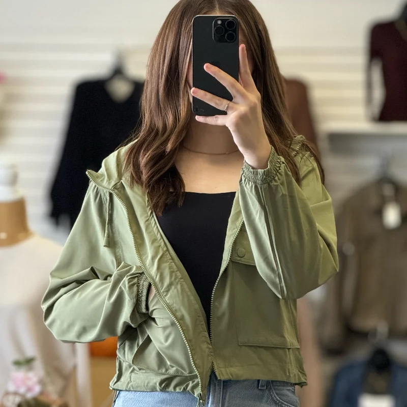 Layered Comfort Good To Get Away Cropped Windbreaker Green