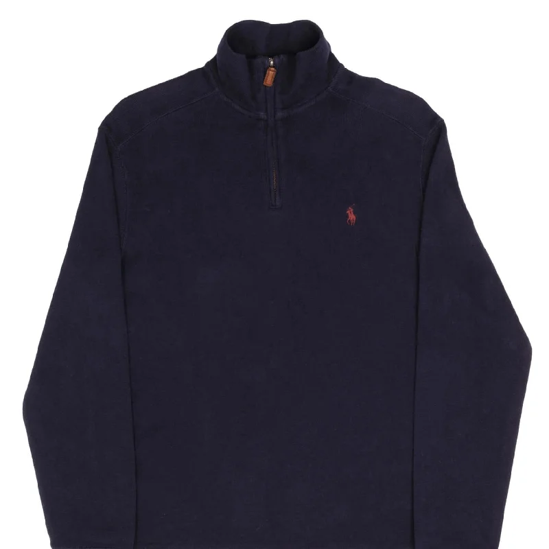 Fashion Must-have VINTAGE POLO RALPH LAUREN NAVY BLUE QUARTER 1/4 ZIP SWEATER 1990S SIZE SMALL
