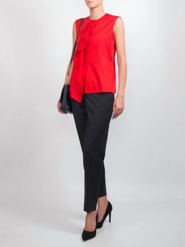 Elegant Outline Tiluna Striped Wool Ankle Suit Crop Pants In Black