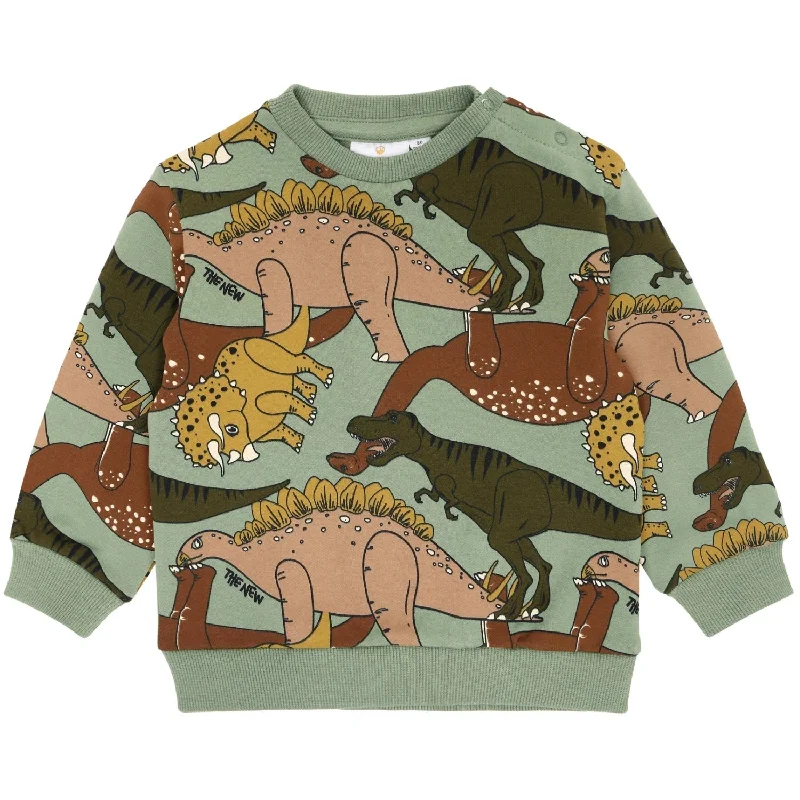 Easy Wear Chic THE NEW Siblings Hedge Green Dino AOP Lee Sweatshirt