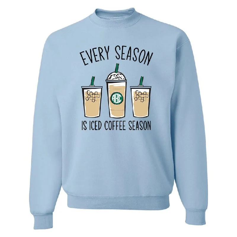 Trendy Comfort Monogrammed 'Iced Coffee Season' Crewneck Sweatshirt