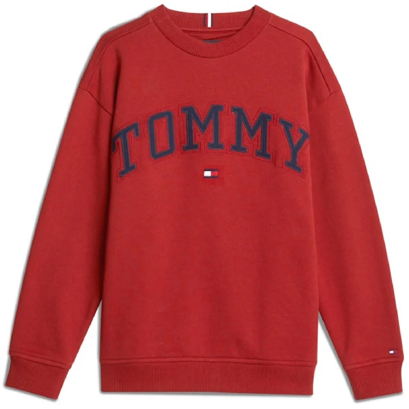Exquisite Craftsmanship Tommy Hilfiger Dark Magma Varsity Embroidery Crewneck