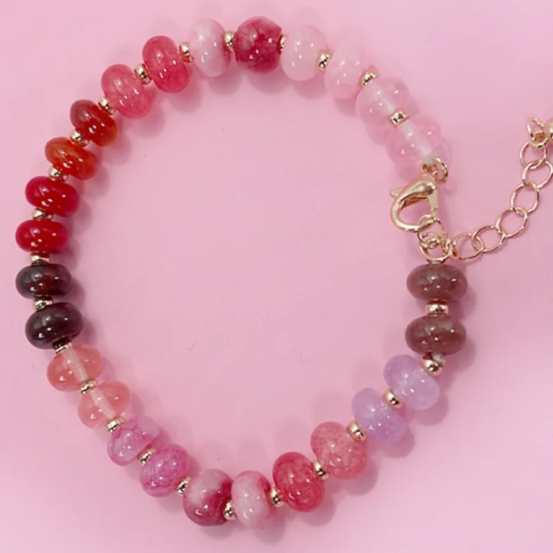 Comfort Fit Natural Agate Semi Precious Bead Braclet
