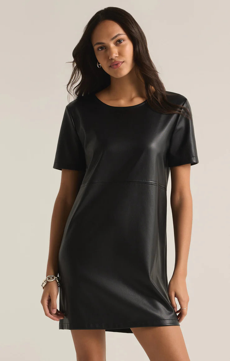 Simple Chic London Faux Mini Dress - Black