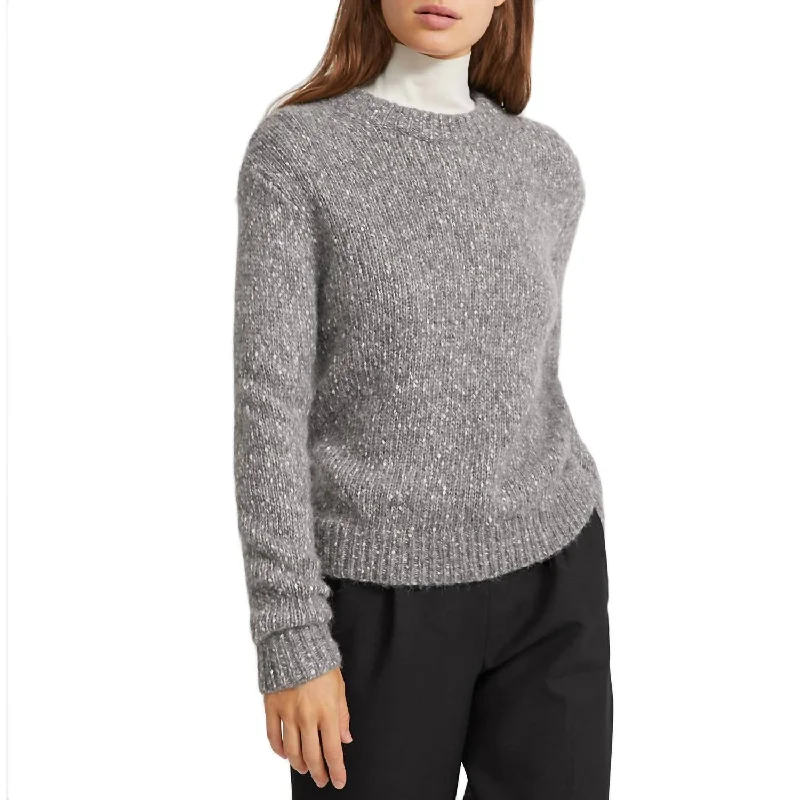 Soft Textures Speckled Wool Crew Sweater In Medium Heather Grey