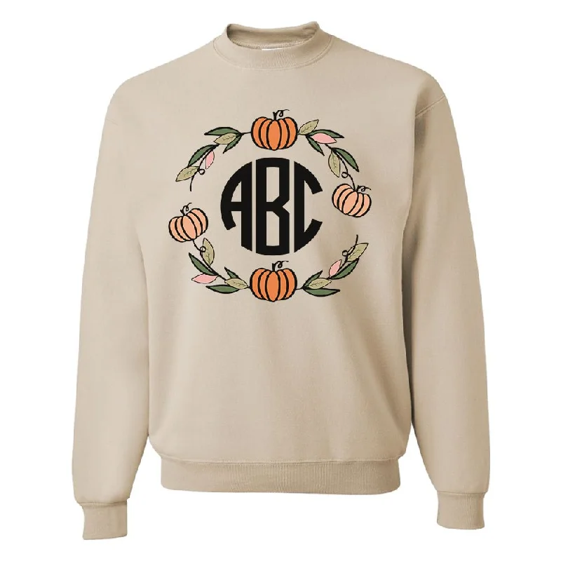 Modernism Monogrammed 'Pumpkin Wreath' Crewneck Sweatshirt