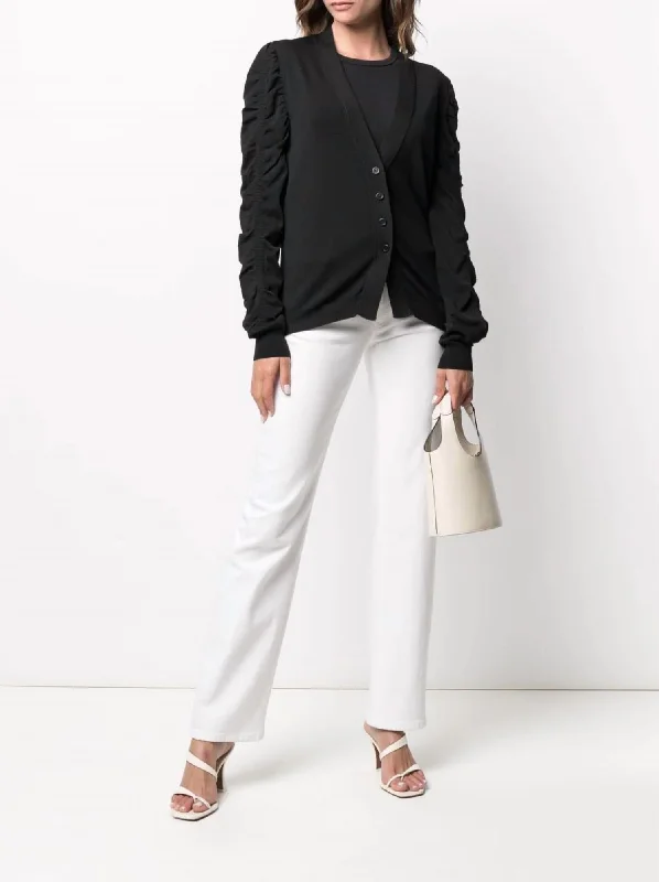 Design Perception Gathered-Detail Cardigan In Black
