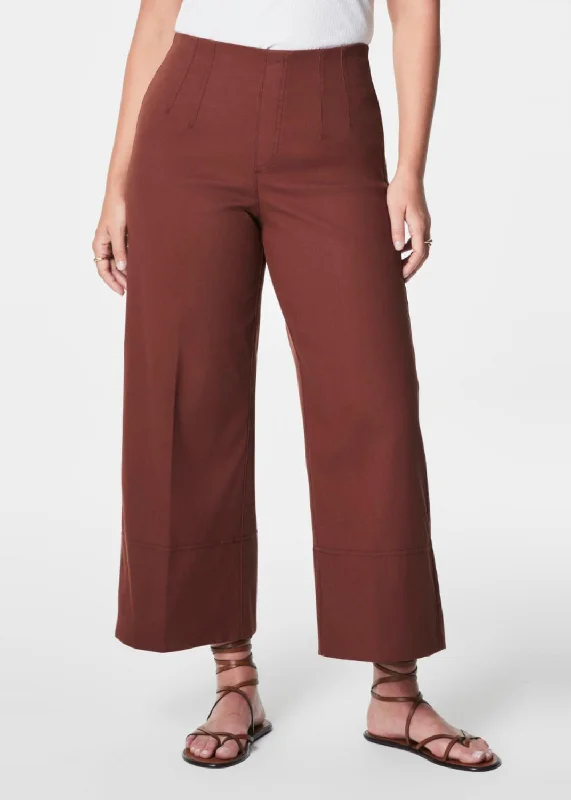 Elegant Series Stretch Twill Cropped Wide Leg Pant In Hickory