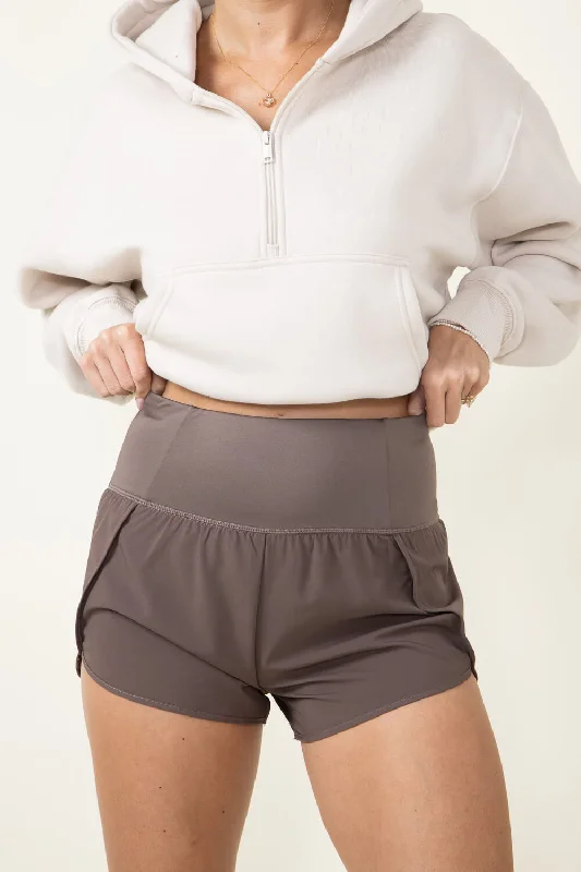 Breathable Design Love Tree Woven Brief Lined Shorts for Women in Cocoa | 6736PH-COCOA