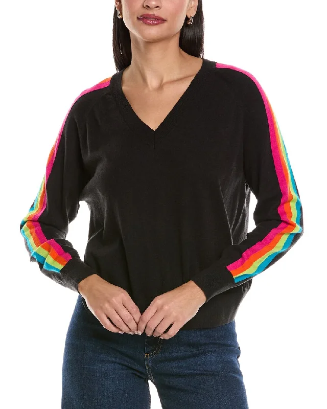 Unique Prints Anna Kay Rainbow Stripe Cashmere-Blend Sweater