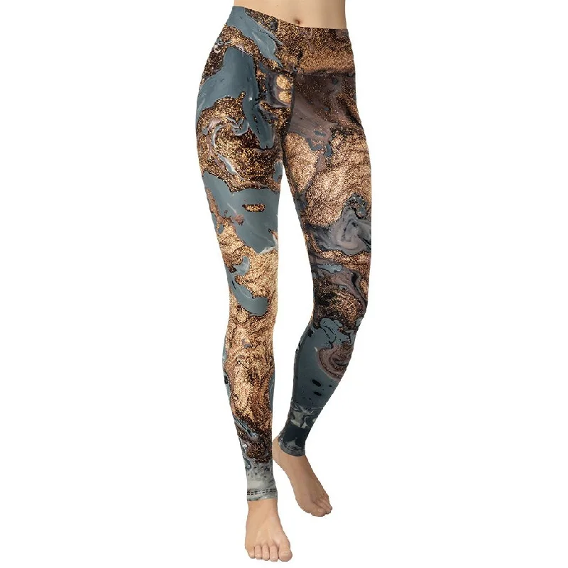 Classic Choice Bronze Marble Print Yoga Leggings