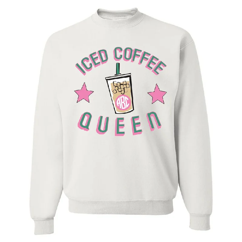 Easy Comfort Style Monogrammed 'Iced Coffee Queen' Crewneck Sweatshirt