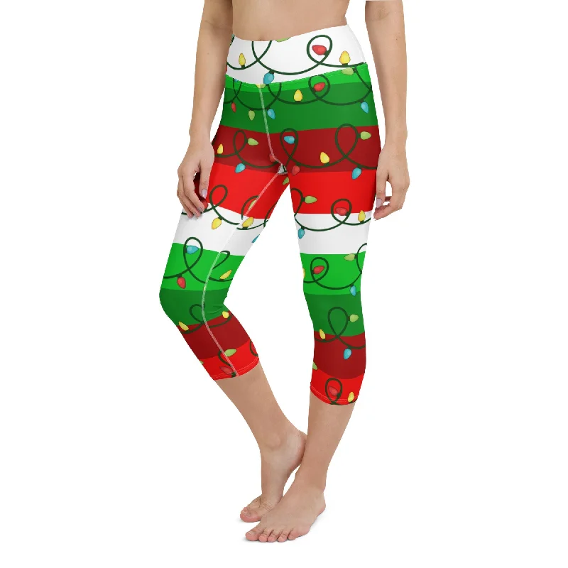 Celebrity Style Festive Christmas Lights Yoga Capris
