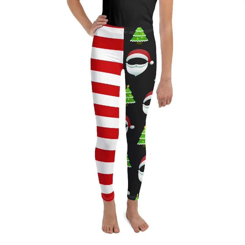 Comfortable And Versatile Santa Claus Stripes Youth Leggings
