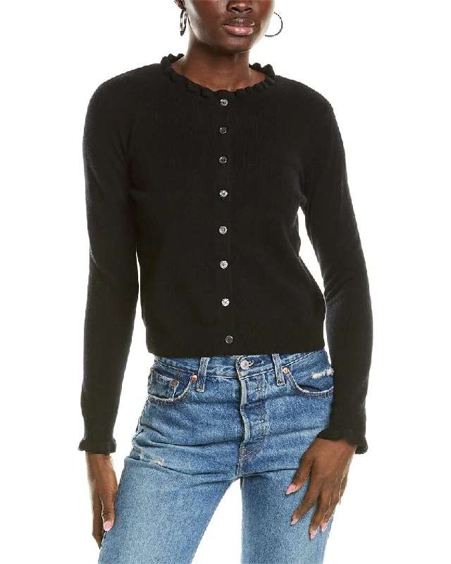 French Retro Sofiacashmere Ruffle Cashmere Cardigan