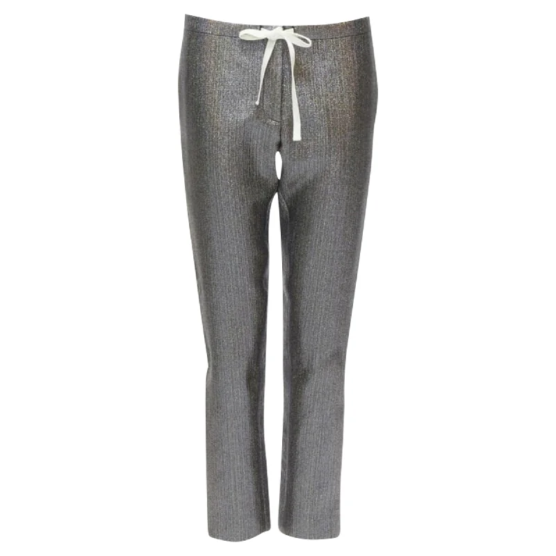 Simple And Comfortable Rosie Assoulin silver iridescent glitter metallic silk tape cropped pants