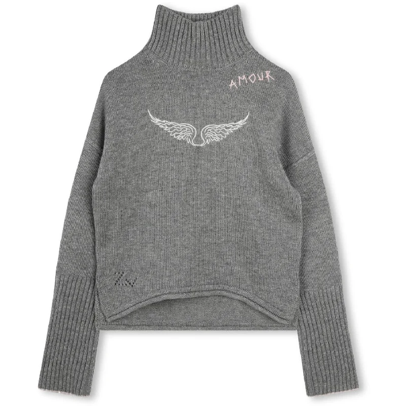 Romantic Temperament Zadig & Voltaire Chine Grey Polo Neck Sweater Or Jumper