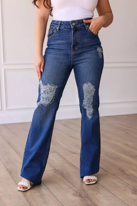 Comfortable Tops Mid Rise Straight Leg Denim In Medium Wash