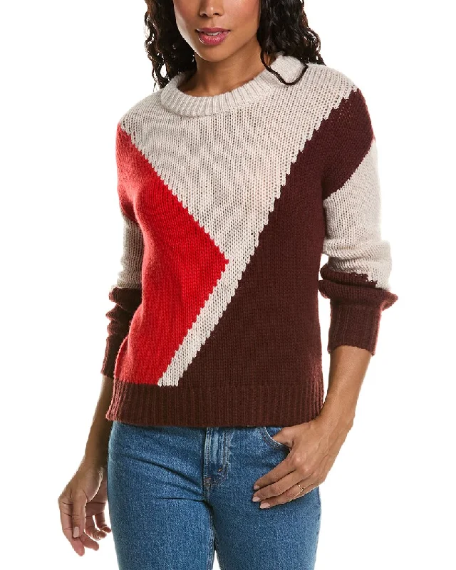 Trendy Comfort Wear Elie Tahari Colorblock Cashmere Sweater