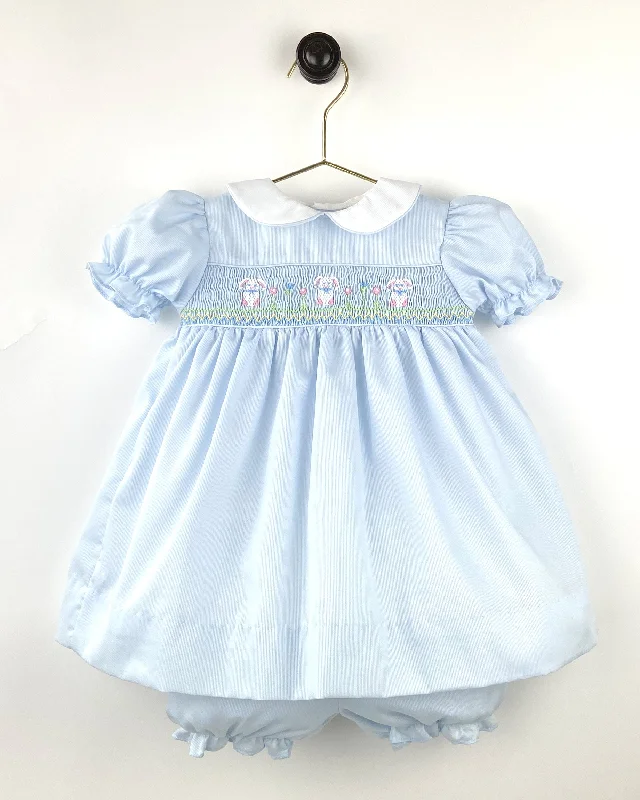 High-end Wear 2 Piece Girls Smocked Yoke Bunny Dress