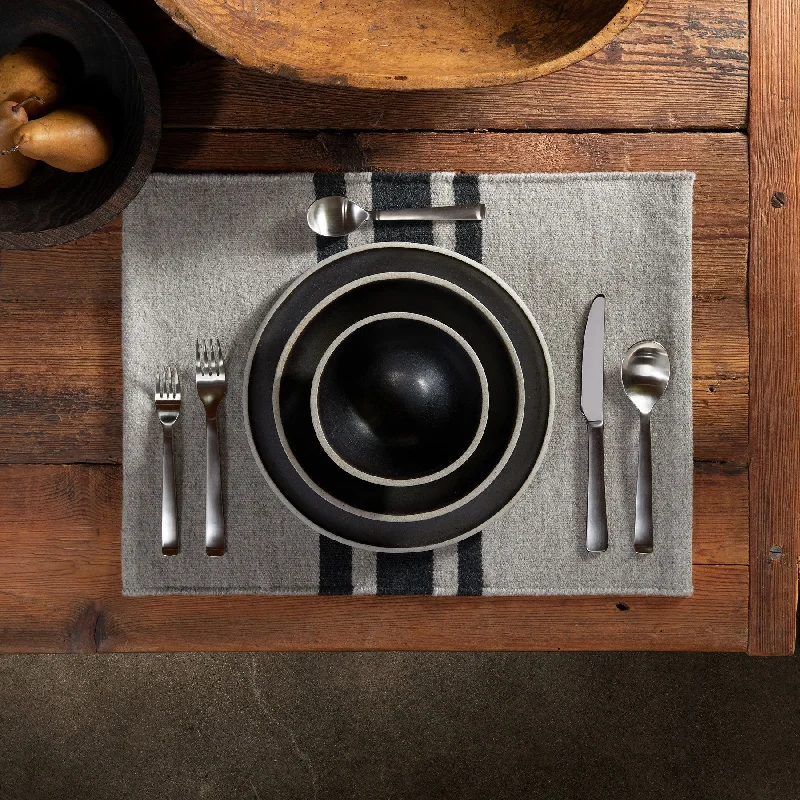 Fashion Must-have Wool Striped Placemat - Pearl Grey/Anthracite