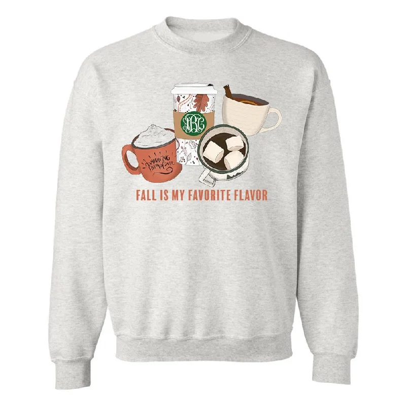 Basic Comfort Monogrammed 'Fall Is My Favorite Flavor' Crewneck Sweatshirt
