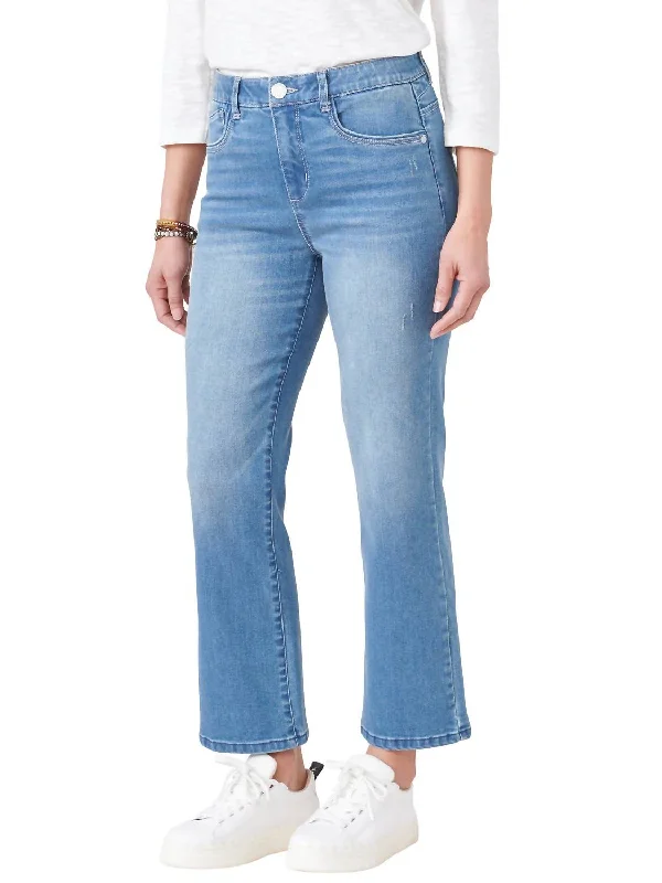 Fashionable Comfort High Rise Cropped Barely Boot Jean In Blue