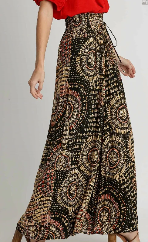 Slim Fit Aztec Print Flowy Pants In Multi