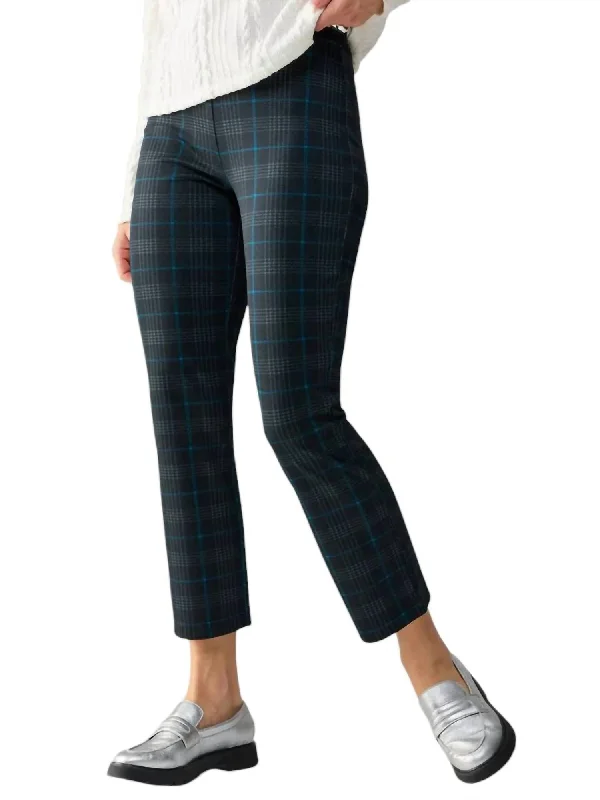 Casual Style Carnaby Kick Crop Pants In Blue Moon Plaid