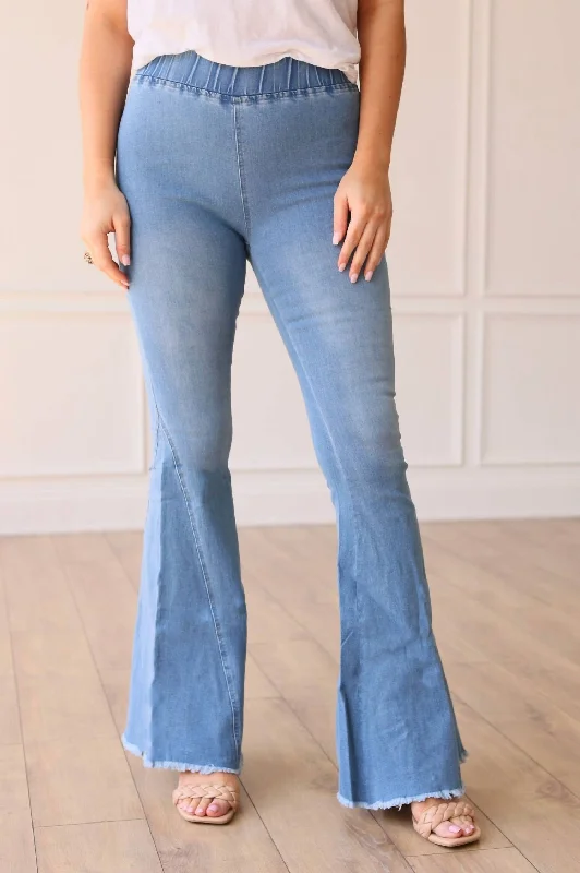 Cozy Look The Jolene High Rise Flare Denim In Light Wash