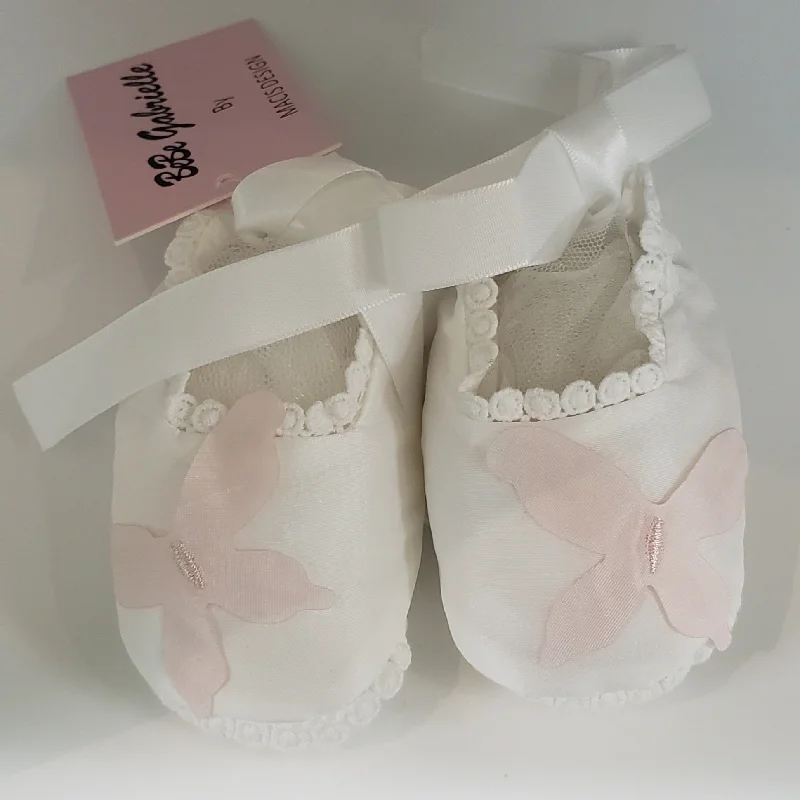 Effortless Looks Christening Booties w/Pink Butterfly