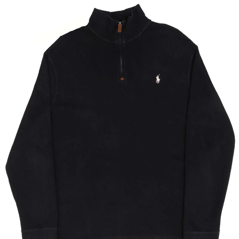Elegant Temperament VINTAGE POLO RALPH LAUREN BLACK QUARTER 1/4 ZIP SWEATER 1990S SIZE XL Elegant Temperament VINTAGE POLO RALPH LAUREN BLACK QUARTER 1/4 ZIP SWEATER 1990S SIZE XL