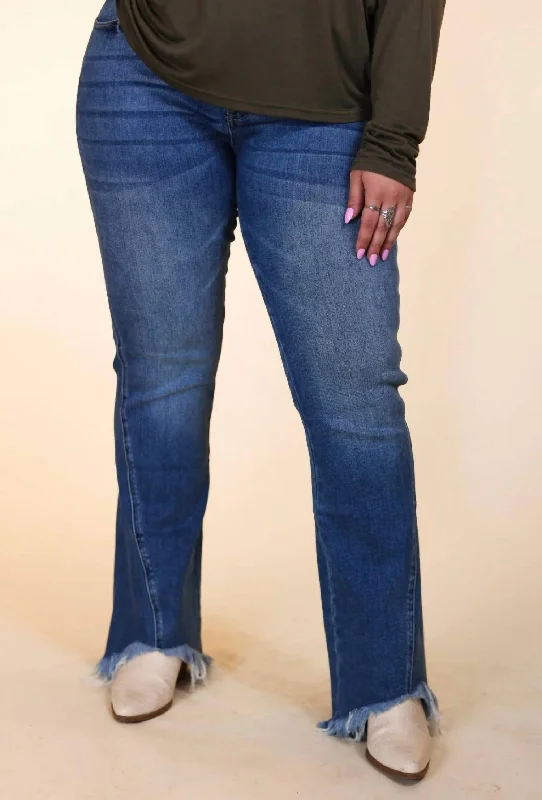 Smart Comfort The Hannah High Rise Shark Bite Flare Denim In Medium Wash