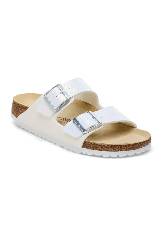 Trendy Traveler Birkenstock Arizona Birko-Flor Sandals for Women in White Lizard  | 1026500