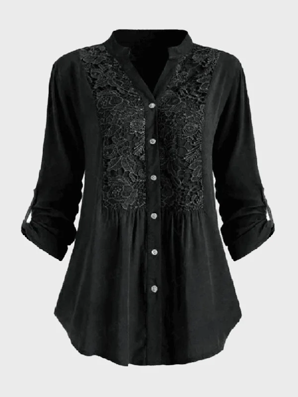 Must-have For Autumn And Winter Lace Plus Size Spring Shirt