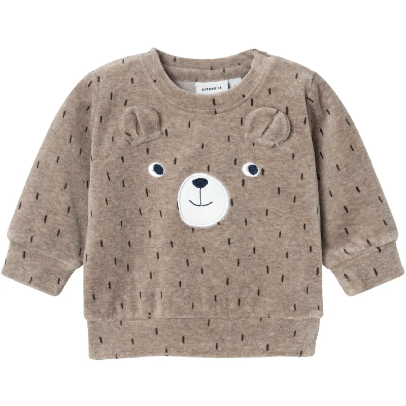 Fashion Classic Name It Weathered Teak Nalwin Velour Sweatshirt