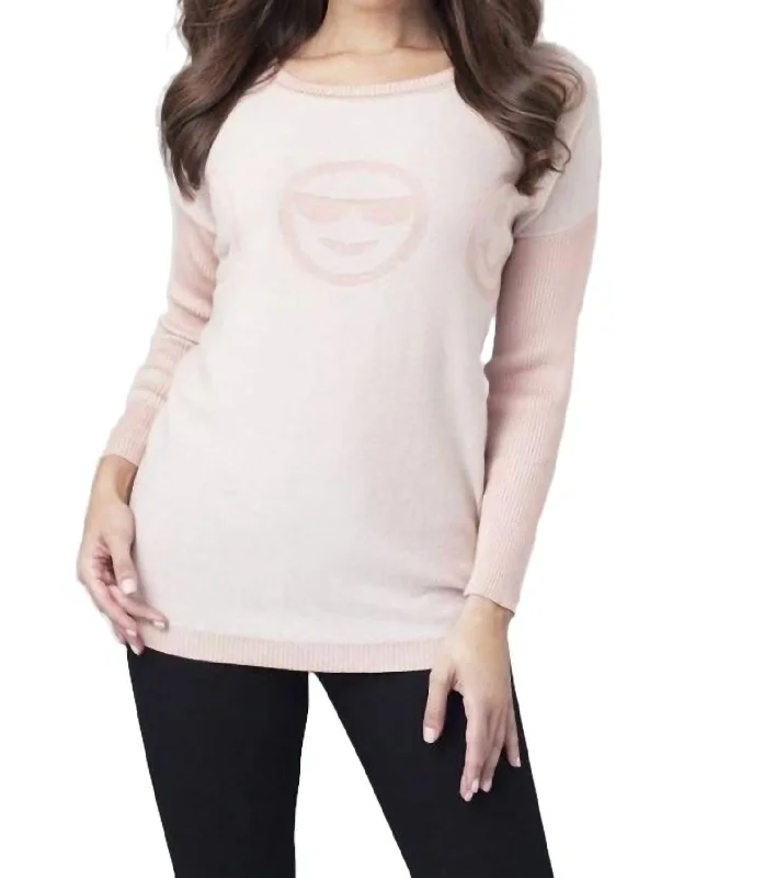 End Of The Year Reversible Emoji Sweater In Pink