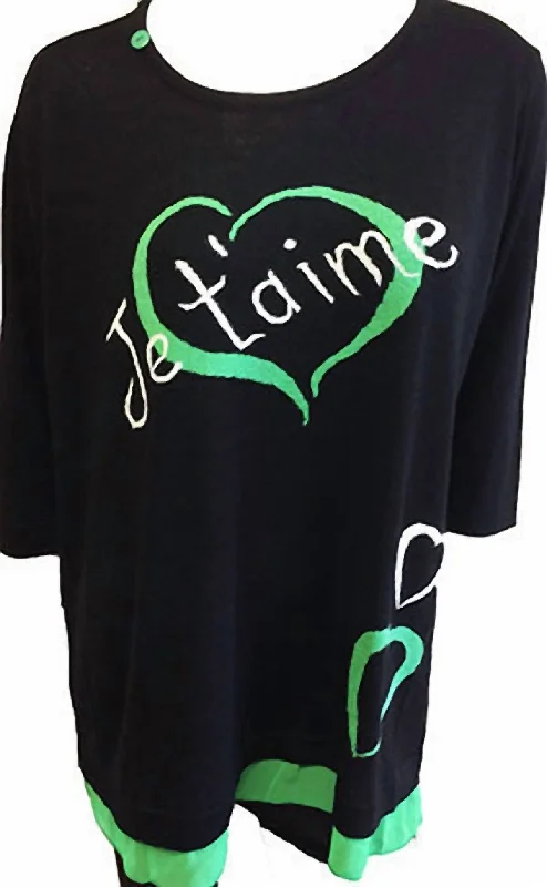 Casual Chic Outfits Je'taime Sweater In Black/green