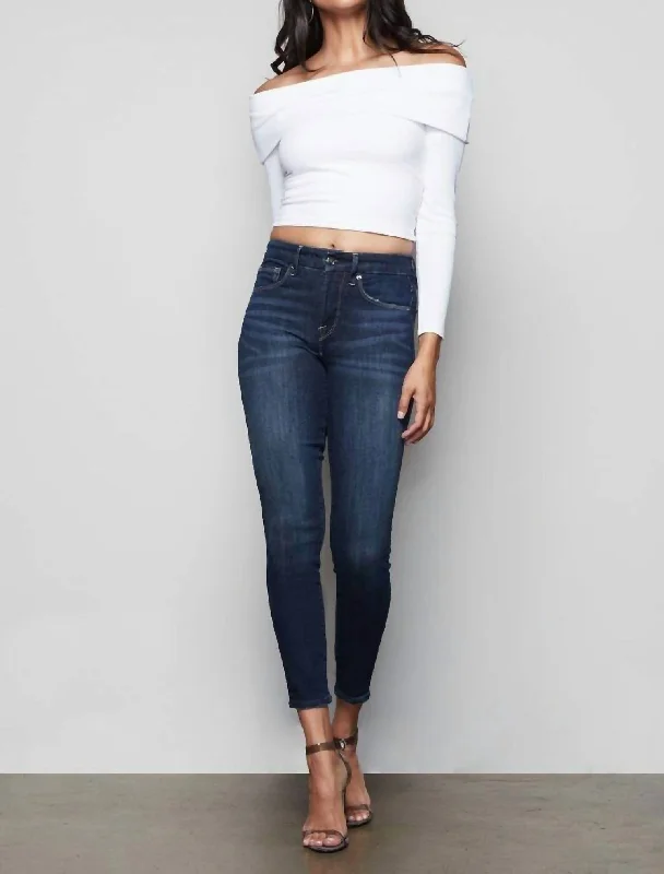 High-end Customization Good Legs Stretch Denim High Rise Skinny Jeans In Blue