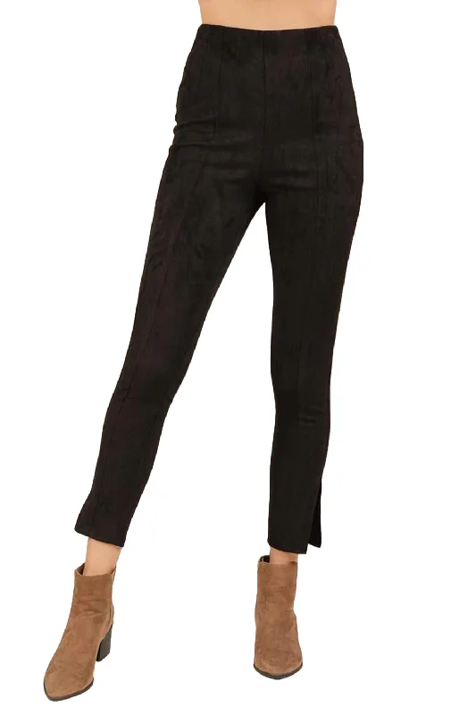 Warm Chic Outfits Everyday Essential Suede Pants In Black