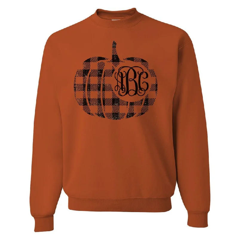 Cozy Outfit Monogrammed 'Plaid Pumpkin' Crewneck Sweatshirt